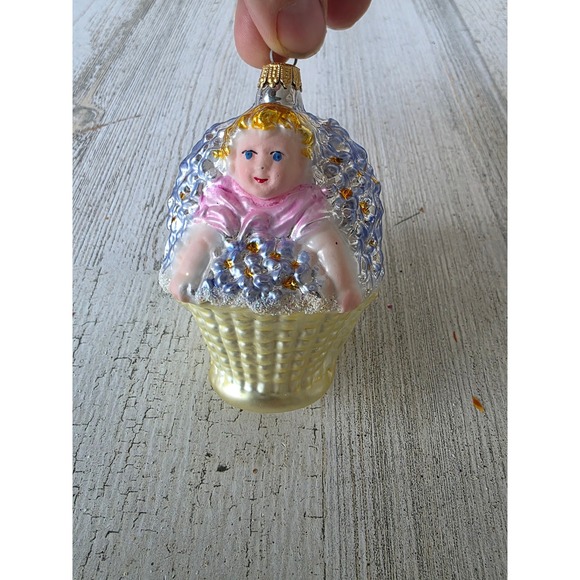 vintage krebs peek a boo Germany baby bubbles bath basket Glass Mercury